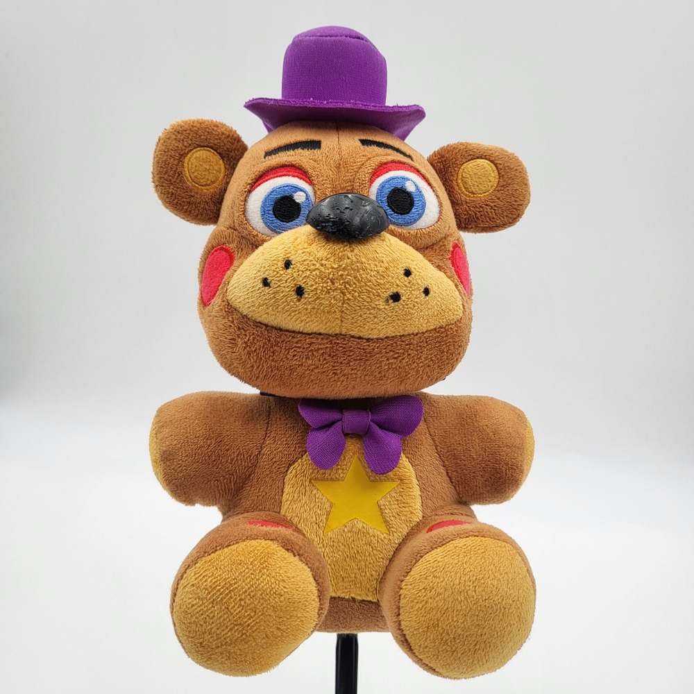 Funko Five Nights at Freddys Rockstar Freddy Plush Brown‎ Purple Hat 2021 FNAF